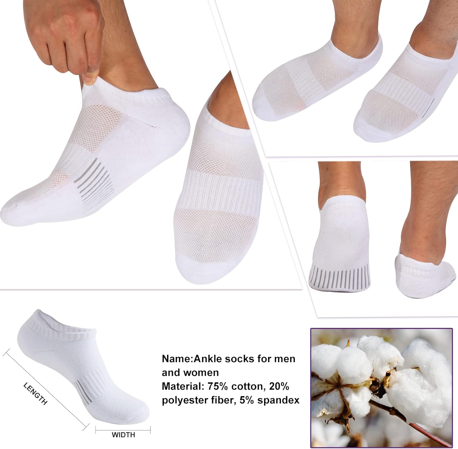 Running Ankle Socks for Women Athletic Cotton Cushioned 5-6 Pairs Workout No Show Socks Women - Image 6