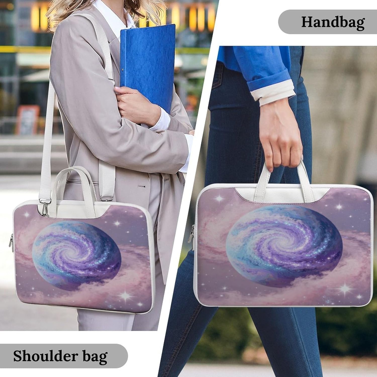 Planet 42x30.5cm White-style Laptop Bag Leather Tablet Computer Briefcase Large Capacity Work Business Tote Bags for Office