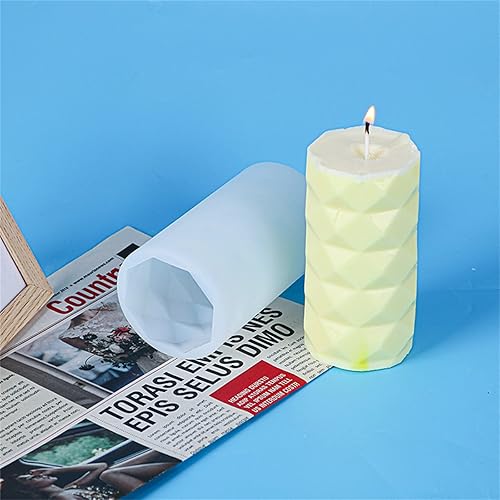 Miniatura 4 de Molde de silicona para velas de cilindro de diamante, cera de jabón geométrico, fondant, pastel de chocolate, caramelo, molde para hornear, resina