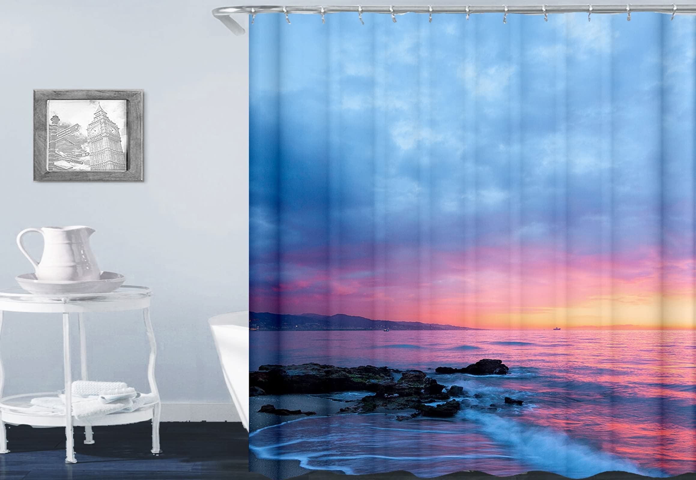 Rideau de douche mer et soleil pour une ambiance spa à la maison