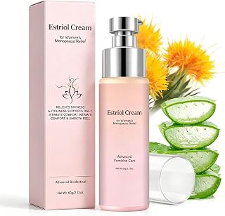 Estriol Cream for Women, Bioidentical Estrogen Vaginal Cream, Menopause Relief: Relieve Hot Flashes, Vaginal Dryness, Vulvar Itching, and Improve Sleep – 60g