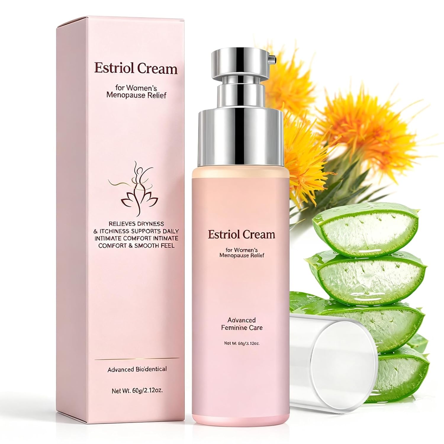 Estriol Cream for Women, Bioidentical Estrogen Vaginal Cream, Menopause Relief: Relieve Hot Flashes, Vaginal Dryness, Vulvar Itching, and Improve Sleep – 60g