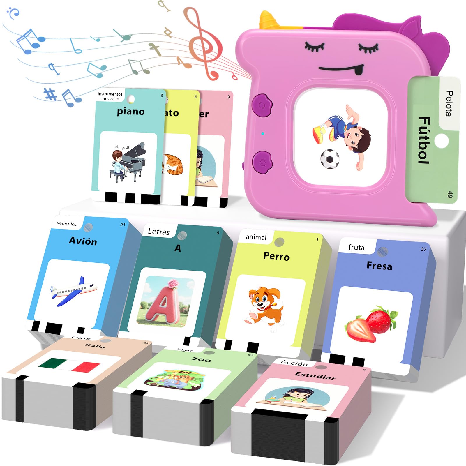 AHJ 420 Wörter Sprechende Lernkarten Deutsch mit 210 Blättern, Interaktive Flashkarten & Sprachspiele Lernspielzeug zum Wörter Lernen, Geschenk für Kinder 3-6 Jahre