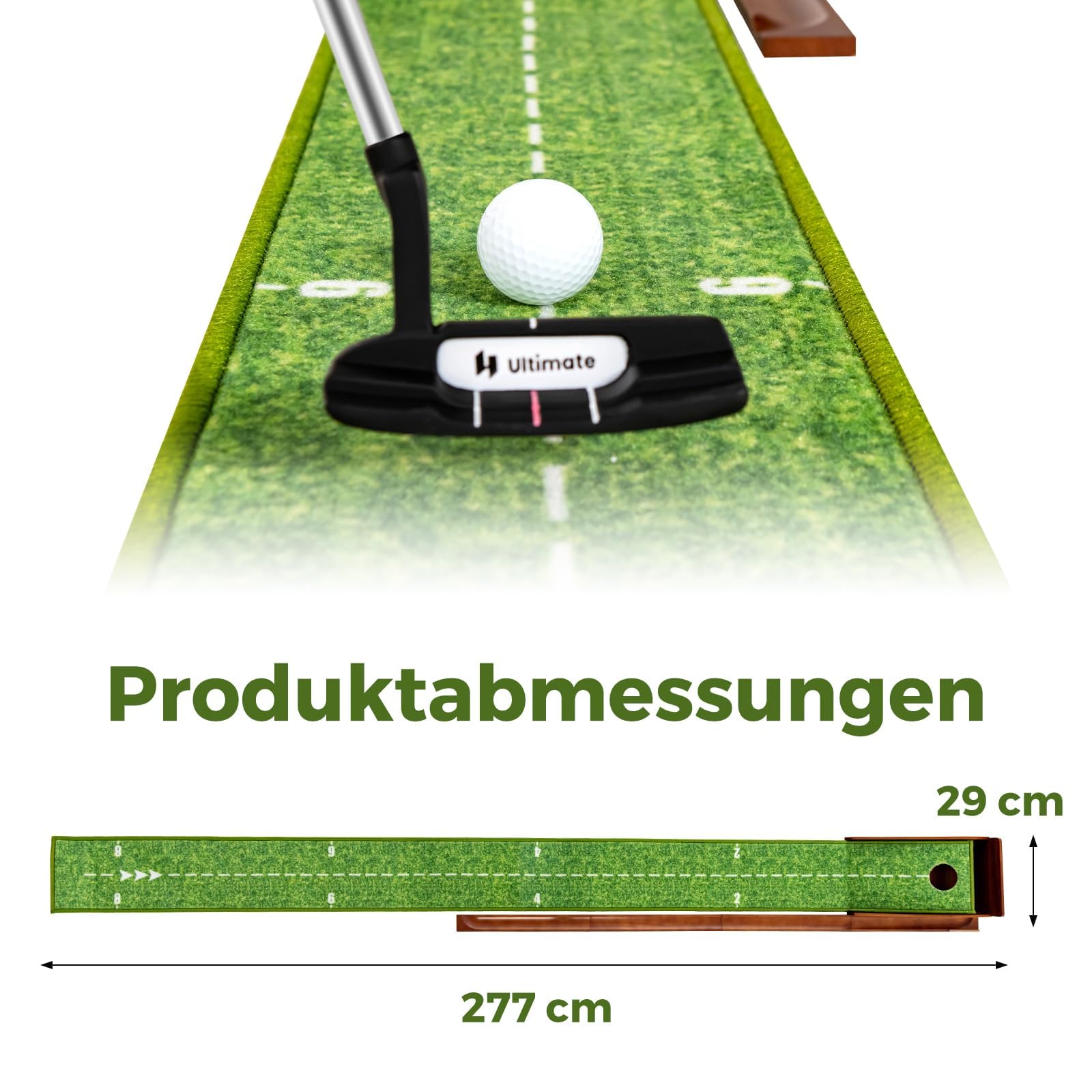 COSTWAY Golf Puttingmatte, Golfmatte mit 1/2/3 Löchern, Auto Rückkehr Übungsmatte mit 3 Golfbällen & Kunstrasen, Putting Trainer Indoor Outdoor für Anfänger, Profis