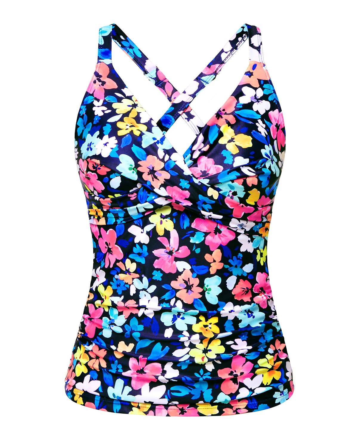 tempt me Women Underwire Tankini Top Only - Twist Front V Neck Bathing Suit Swim Top Tummy Control Cross Swimsuit 2026-picture-34