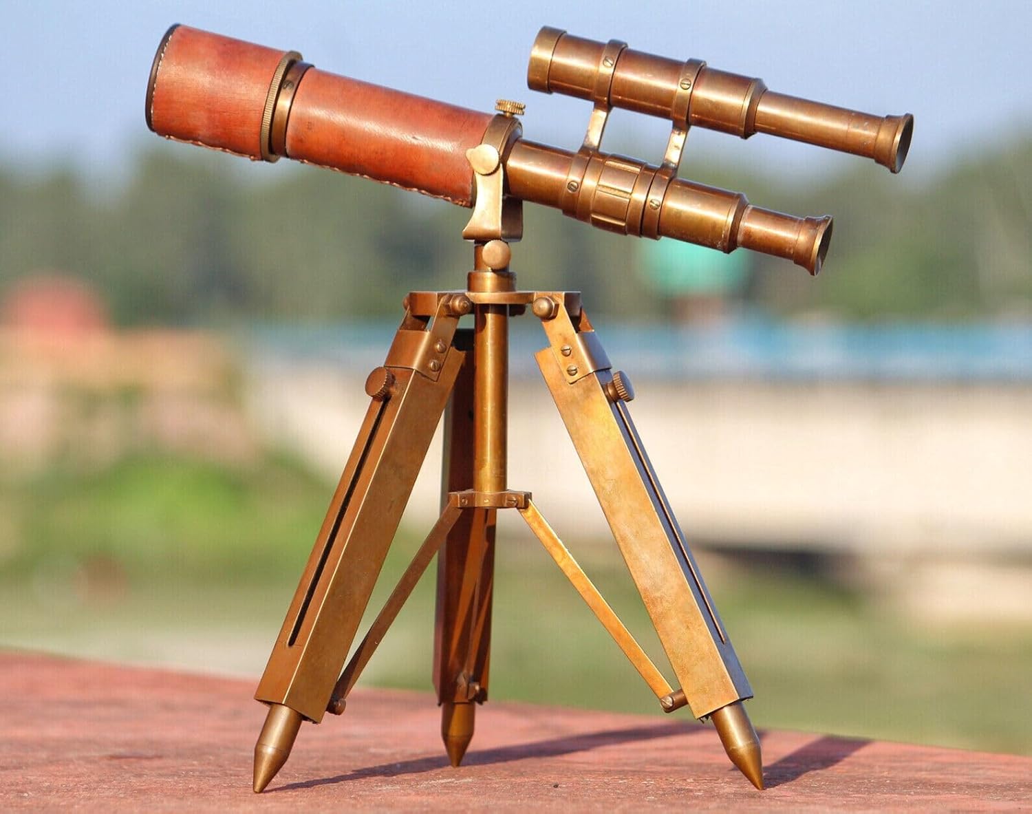 Antique Nautical Brass Office Decor, Marine Telescope with Tripod Stand Vintage Telescope with Tripord Stand Antique Item Gifted Item,
