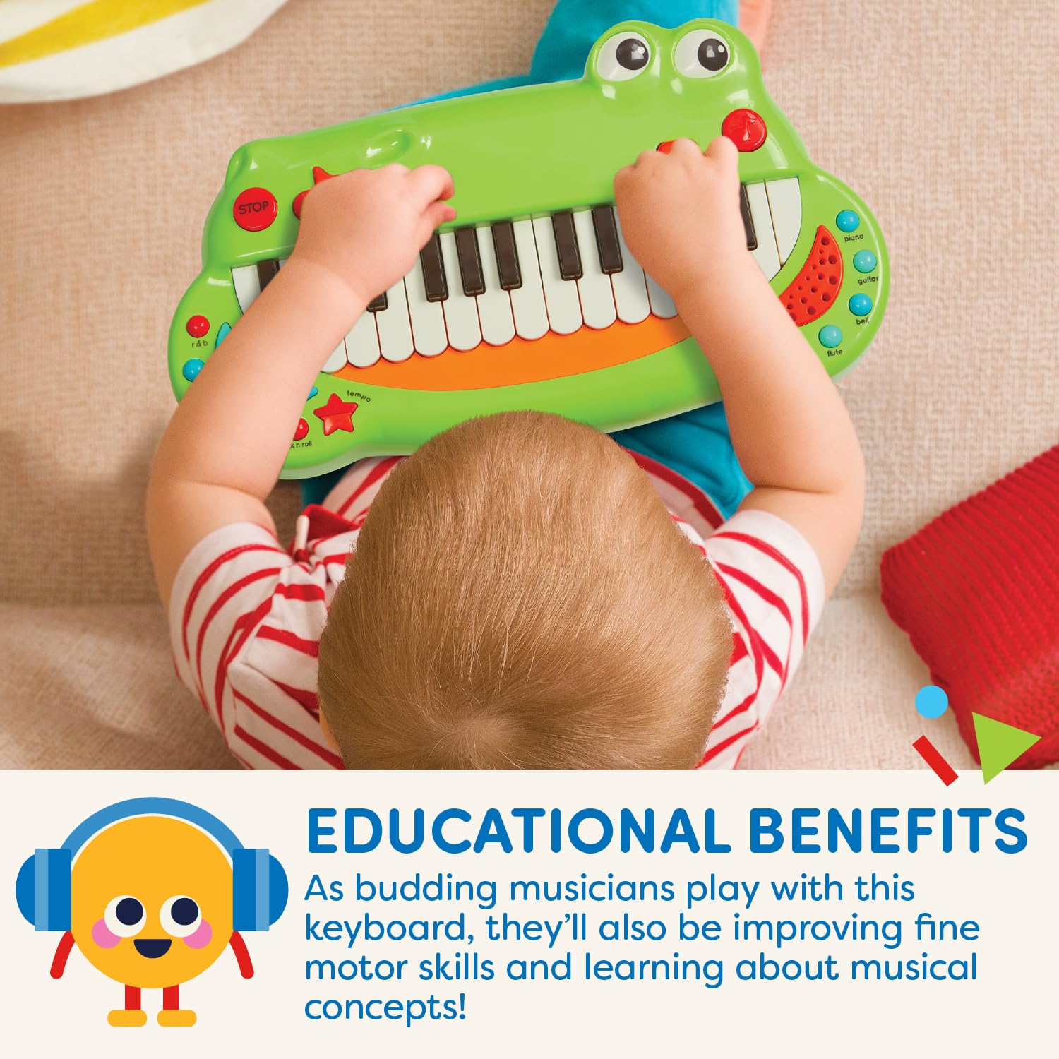 Battat - Krokodil-Klavier - Klavierspielzeug für Kleinkinder - Musikinstrument für Kinder, Kinder - Animal Keyboard Piano mit 5 Instrumenteneinstellungen - Krokodil-Klavier - 2 Jahre +