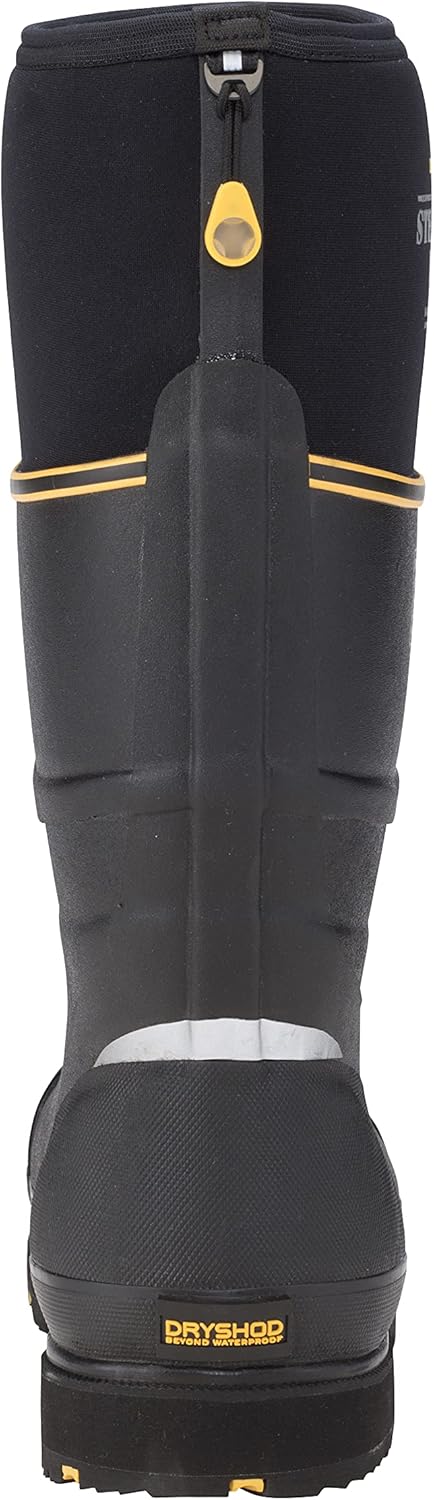 Dryshod Unisex Steel-Toe Max Hi Work Boots | Slip Resistant | Waterproof | Rubber | Black/Yellow - Image 4