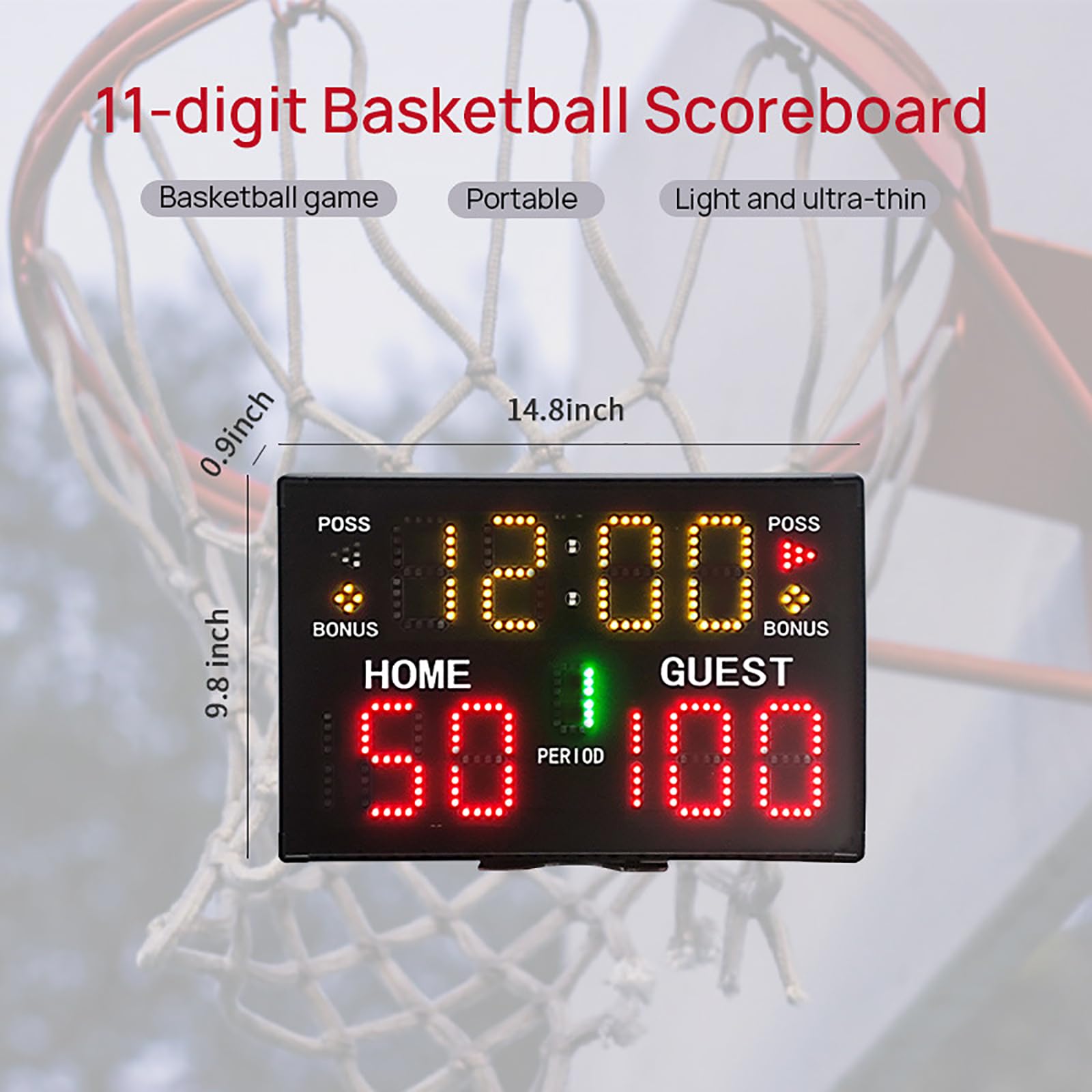 Tableau D'affichage électronique Portable Pour Basketball - USB - Noir 21.5x10x4.5cm