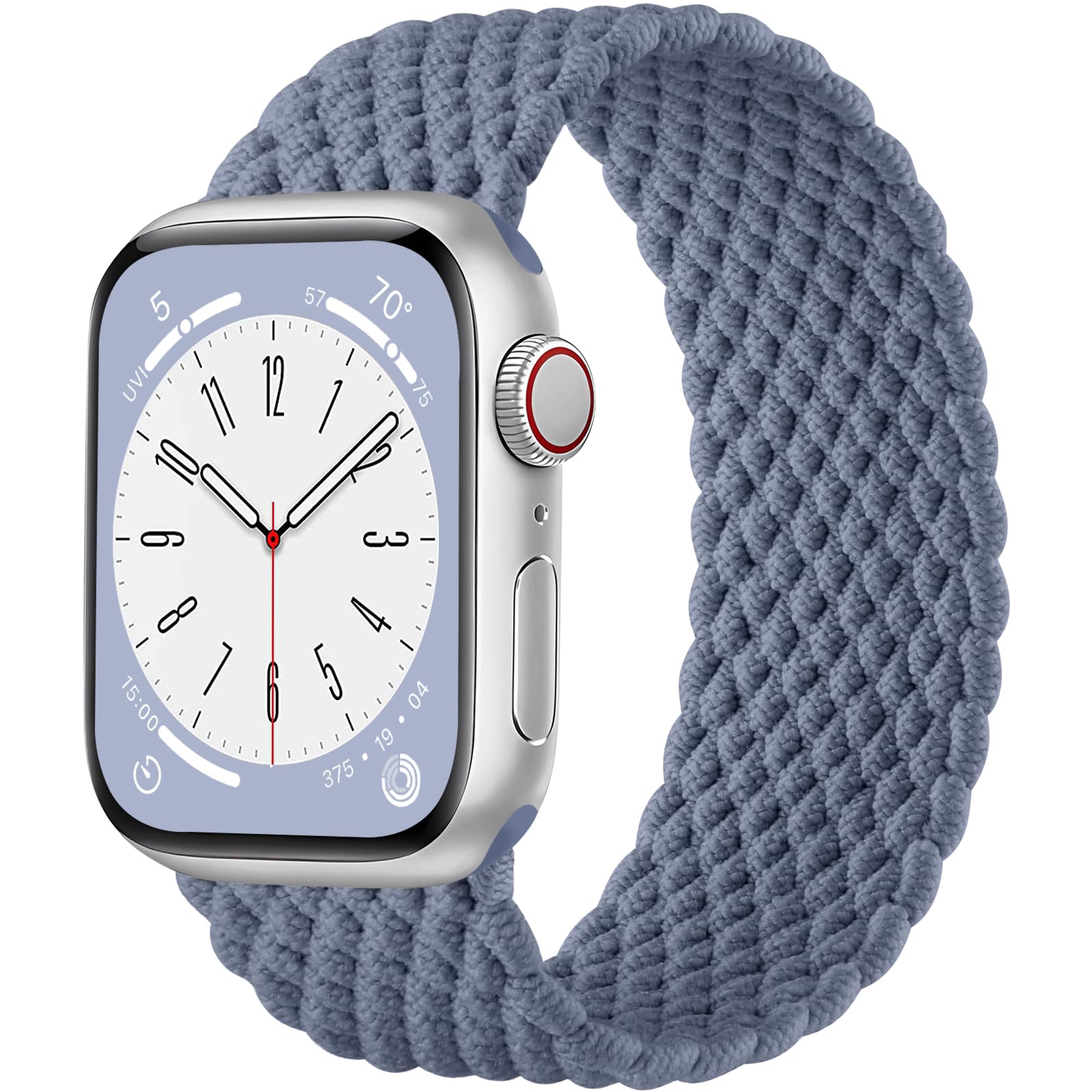 Maledan Intrecciato Cinturini Compatibili con Cinturino Apple Watch 44mm 45mm 42mm 49mm per Donna Uomo, Cinturini Tessuto Nylon Elastico solo loop per iWatch SE Series 9 8 7 6 5 4 3 2 Ultra, BluGrigio