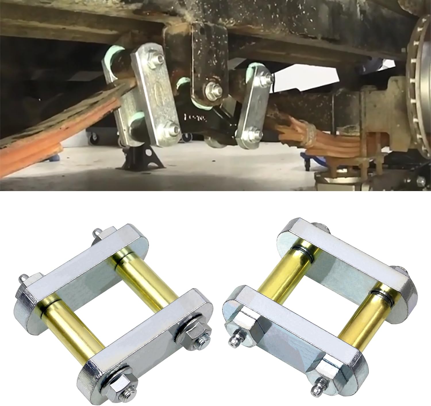 Sporacingrts Heavy Duty Shackle Upgrade Kit Compatible with CRE3000 Stock and Equaflex Trailer Shackle kit 2.25” Shackles Tandem Axle Replaces UO12-016 (Silver) Bolt