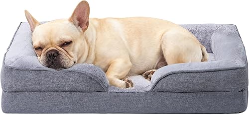 Makigued Cama ortopédica para perros medianos, sofá de espuma para mascotas con forro impermeable, funda extraíble lavable, parte inferior Marrón