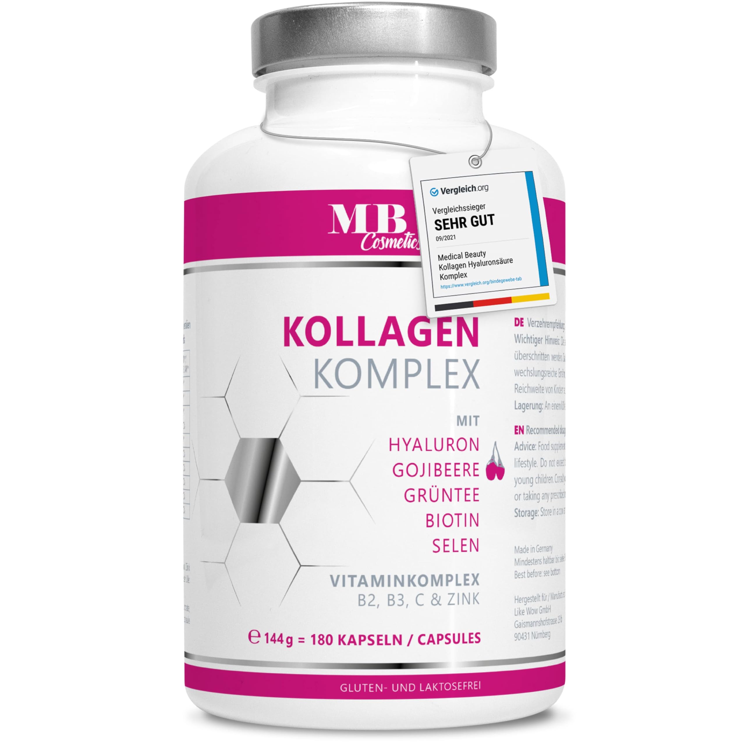 Grass Fed Hydrolyzed Collagen Peptide Complex with Hyaluronic Acid, Vitamin C, Green-Tea, Gojiberry, Biotin, Selenium, Zinc, 1000mg, 90 Servings. Promotes Hair, Nail, Skin and Joint Health. Unflavored