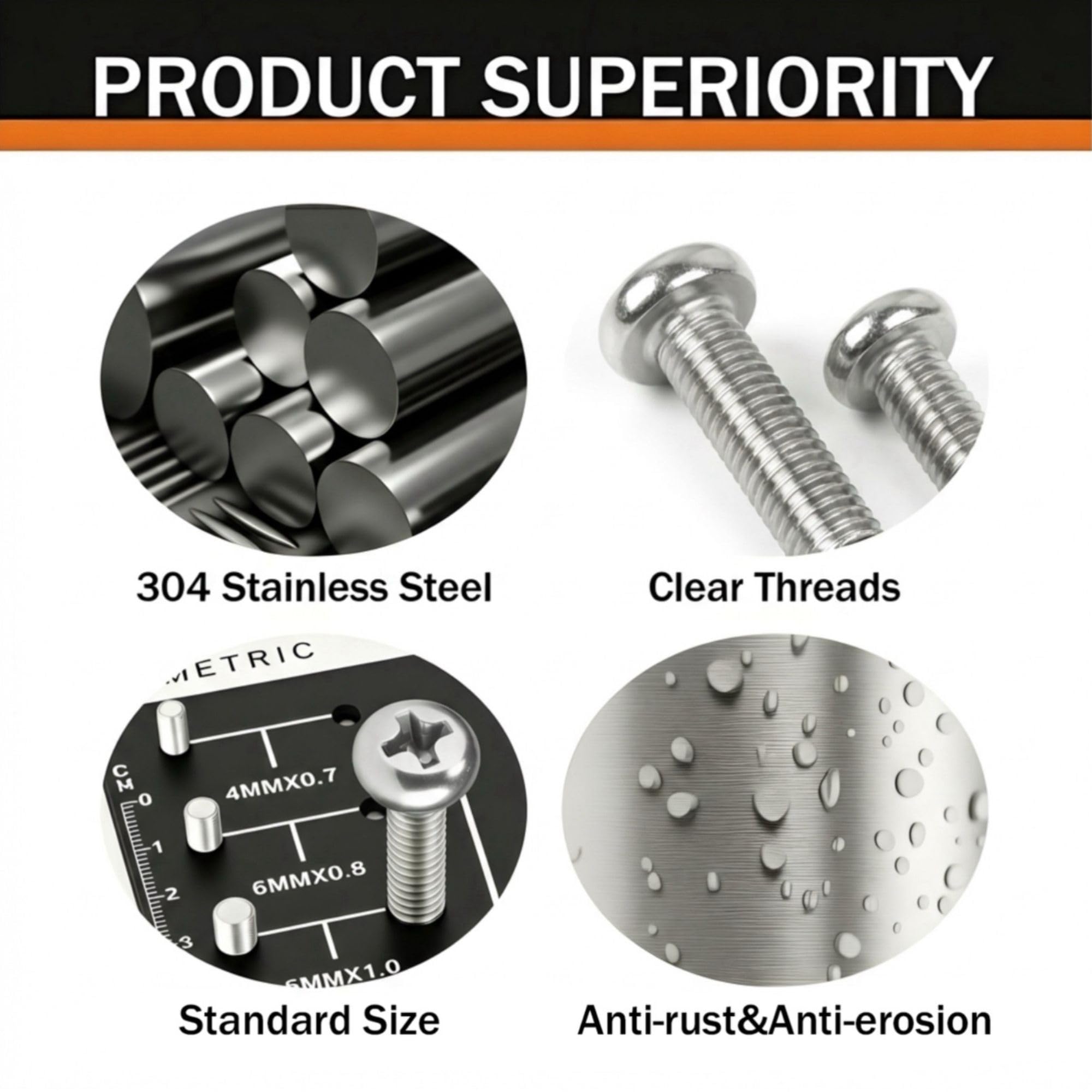 Stainless Steel Machine Screws - 30Pcs M4 -2