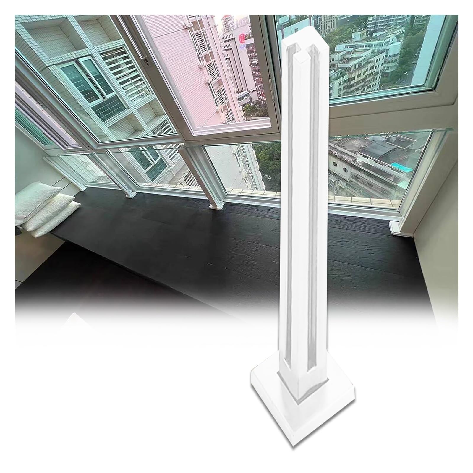 Poteau garde-corps verre inox blanc 76-155 cm pour terrasse