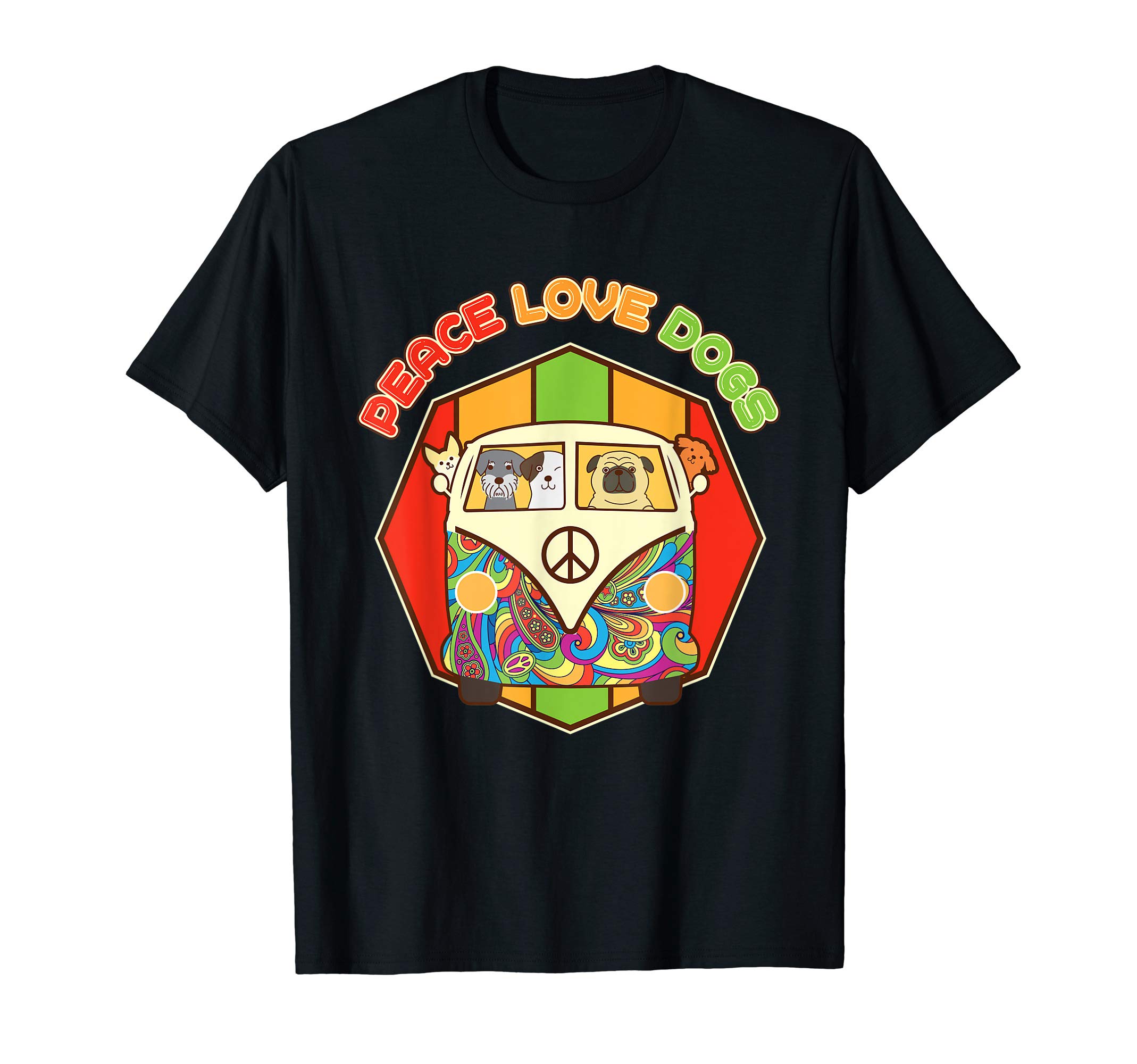 Hippie Hippies Peace Love Dogs Vintage Retro Hippy Gift T-Shirt