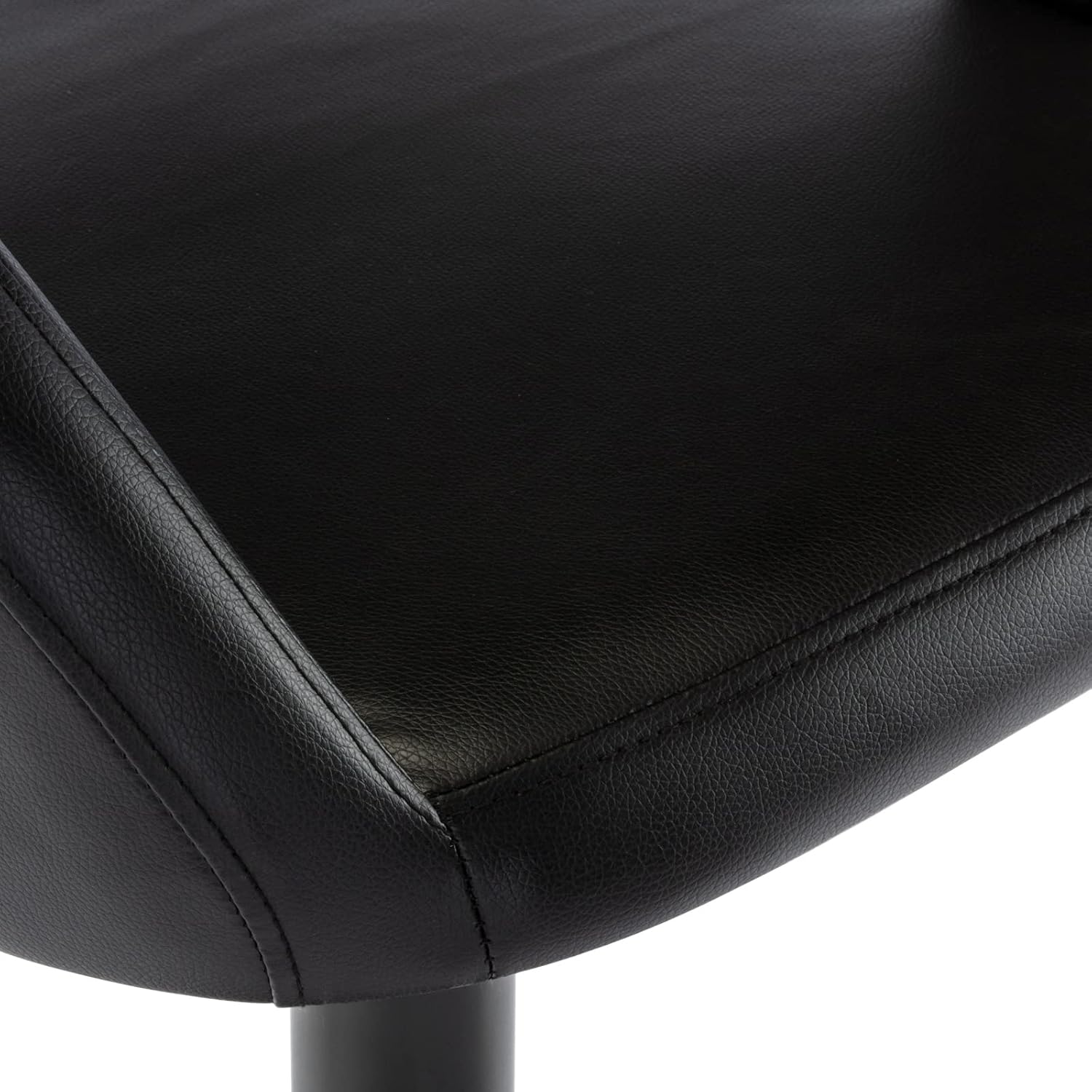 Vogue Furniture Direct Adjustable Bar Stool with Hollow Back and Arms, Modern PU Leather Swivel Barstool, Airlift Counter Height Bar Chair for Kitchen Dining Room (Black, Balck Base)