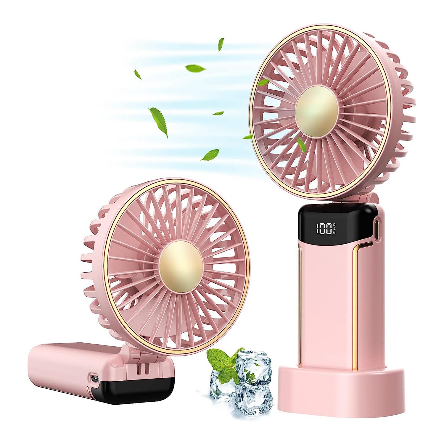 Mini ventilateur portable rechargeable par USB avec 8 à 20 heures d'autonomie, format de poche compact, idéal pour une utilisation en extérieur et en intérieur