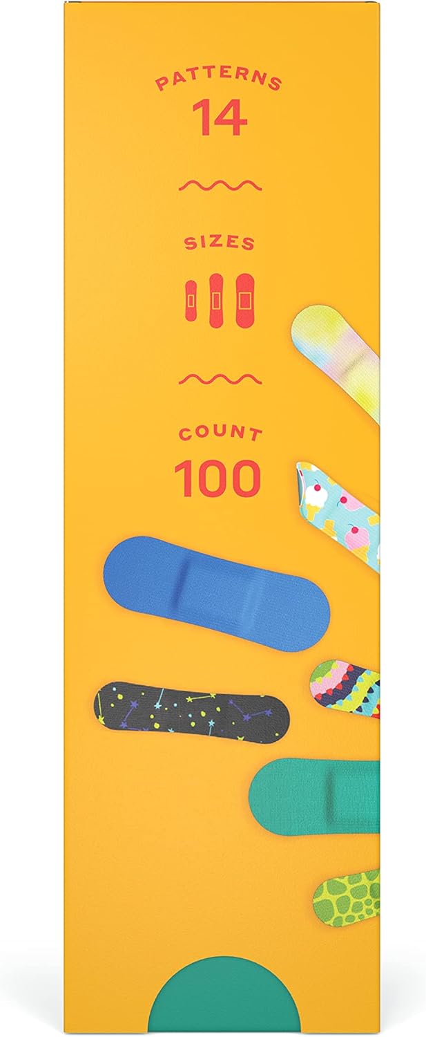 Welly Bravery Badge Value Pack | Adhesive Flexible Fabric Bandages | Assorted Shapes and Patterns for Minor Cuts, Scrapes, and Wounds - 100 Count : Health & Household