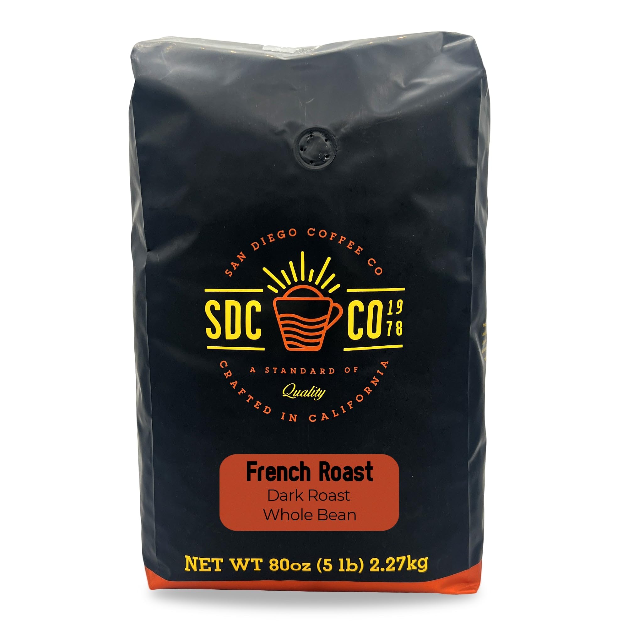 San Diego Coffee French Roast, Dark Roast, Whole Bean Coffee, 5-Pound Bag Café en grano tostado