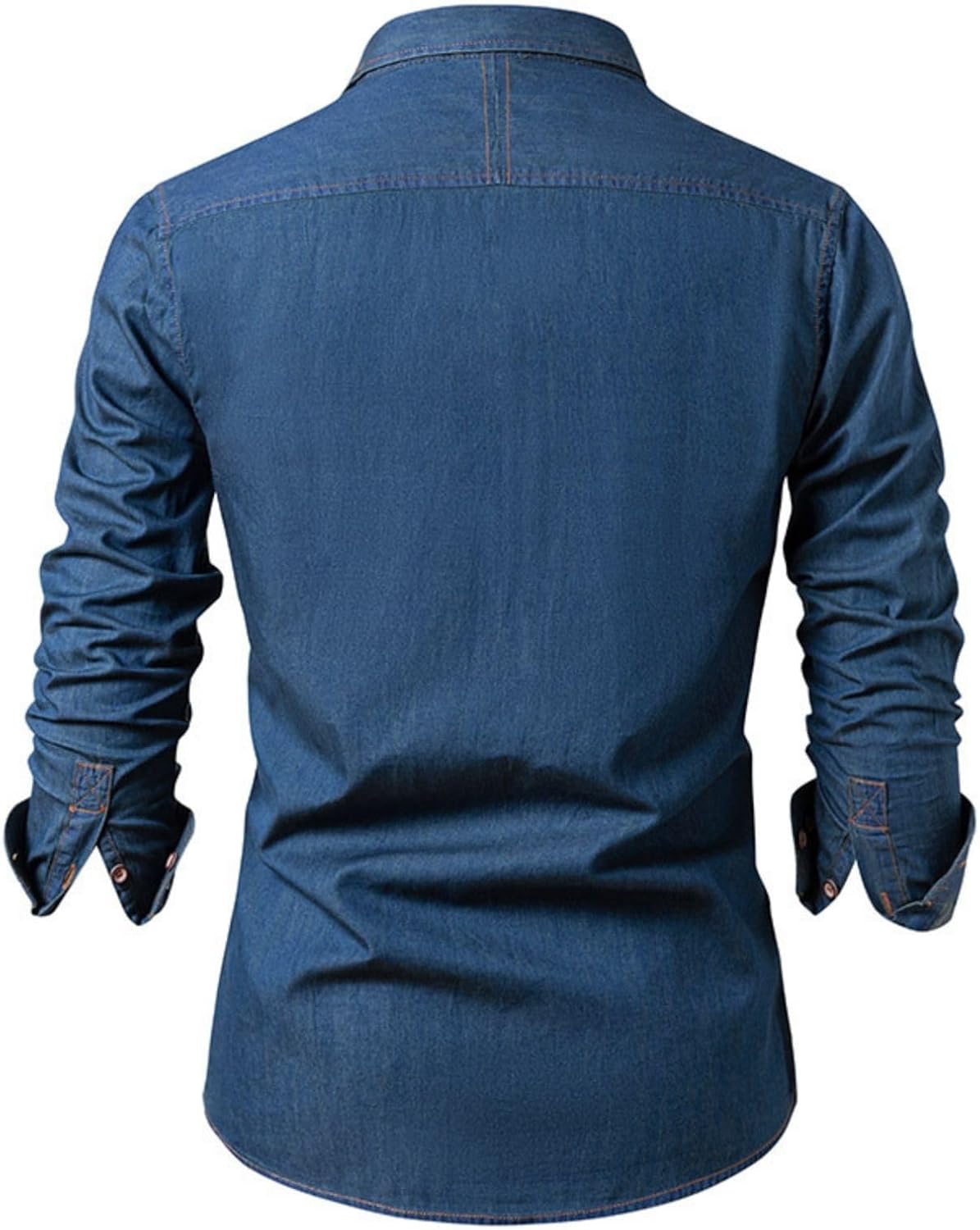 Kinkia Mens Denim Shirt Long Sleeve Regular Fit Jean Shirts Casual Button Down Work Shirts with Pocket