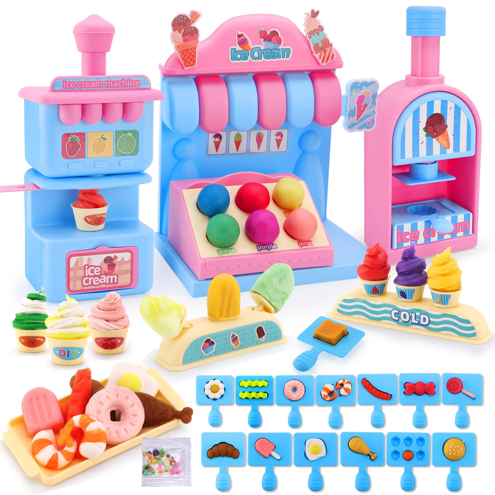 Crelloci71 Pcs Play Ice Cream Shop Dough Sets For Kids