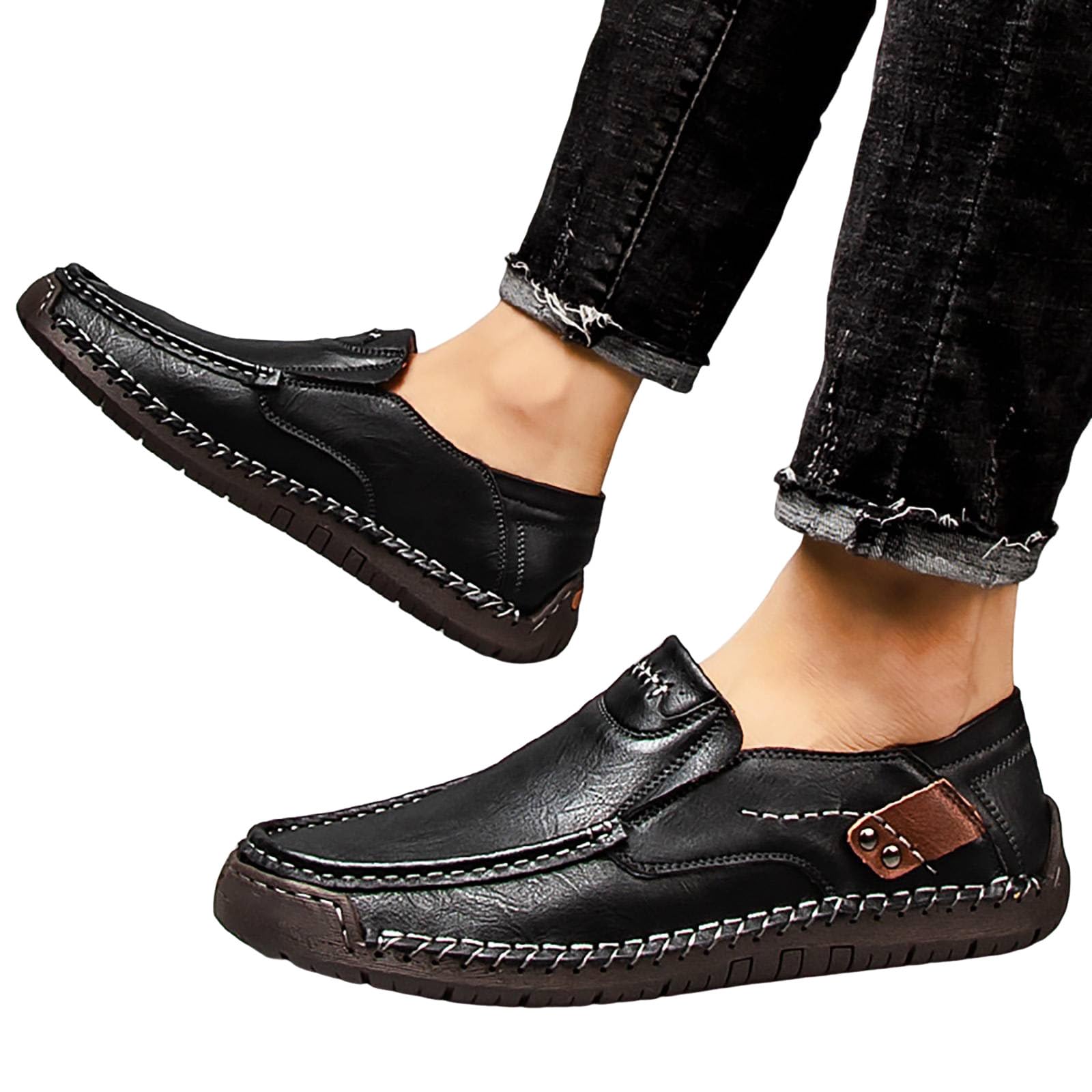 Zapatos de piel sintética para hombre, estilo retro, ligeros, de corte