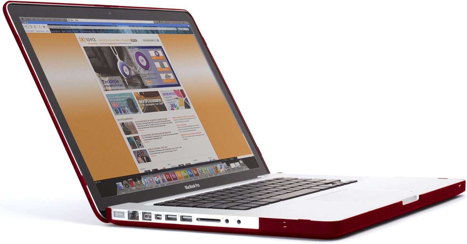 Speck Products See Thru Satin, Soft Touch Hard Shell Case, for Pro 15-inch MacBook Aluminum Unibody/Black Keyboard (Red)