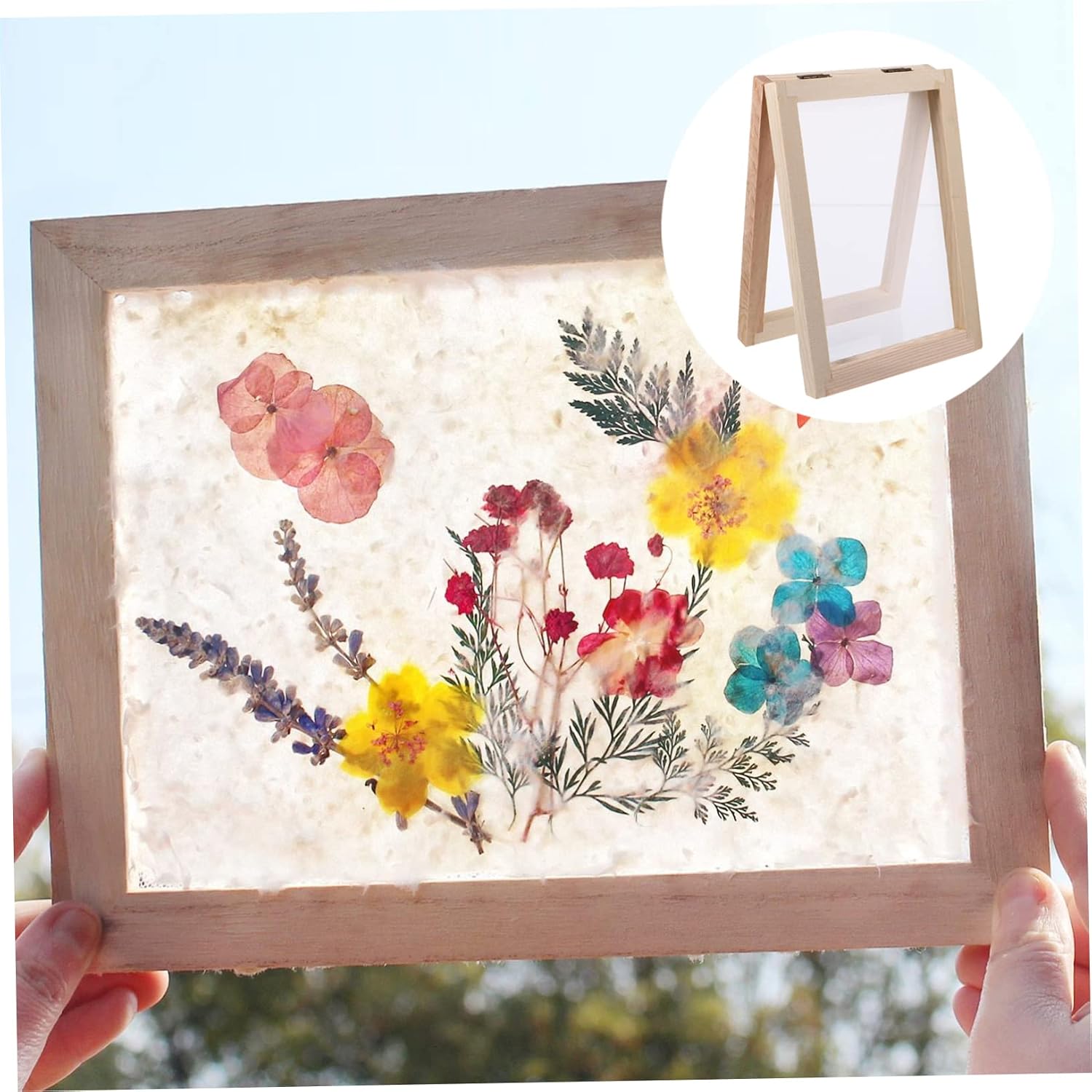 Wooden Paper Making Frame Mould Tool for Handmade Crafts Dual-Sided Design Safe Filter Mesh for Family Activities and Learning Style