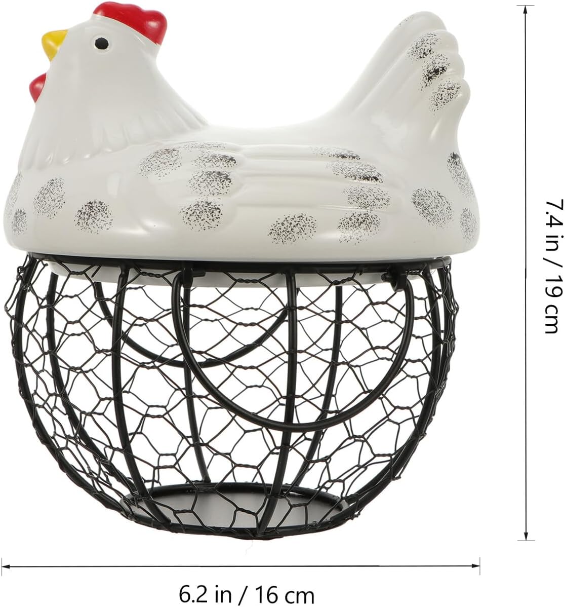 Chicken Design Iron Egg Holder and Snack Storage Basket, Small White Iron Wire Basket for Kitchen and Dining Organization, Decorative Egg Storage Rack for Home Use