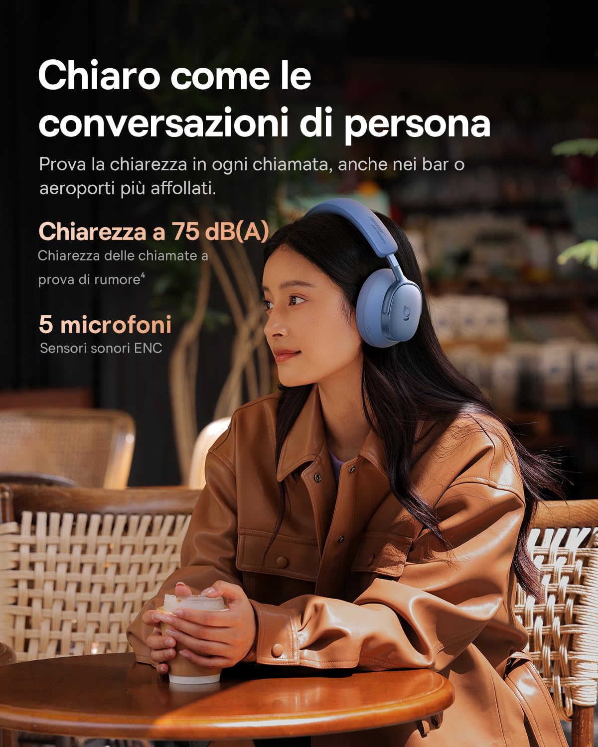 Baseus Inspire XH1 Cuffie Bluetooth Cancellazione Rumore Attiva, Sound by Bose, Nuvola di Conforto, Dolby Audio & Hi-Res per un Suono Incredibilmente Dinamico, Autonomia 100 h, Blu Crepuscolare