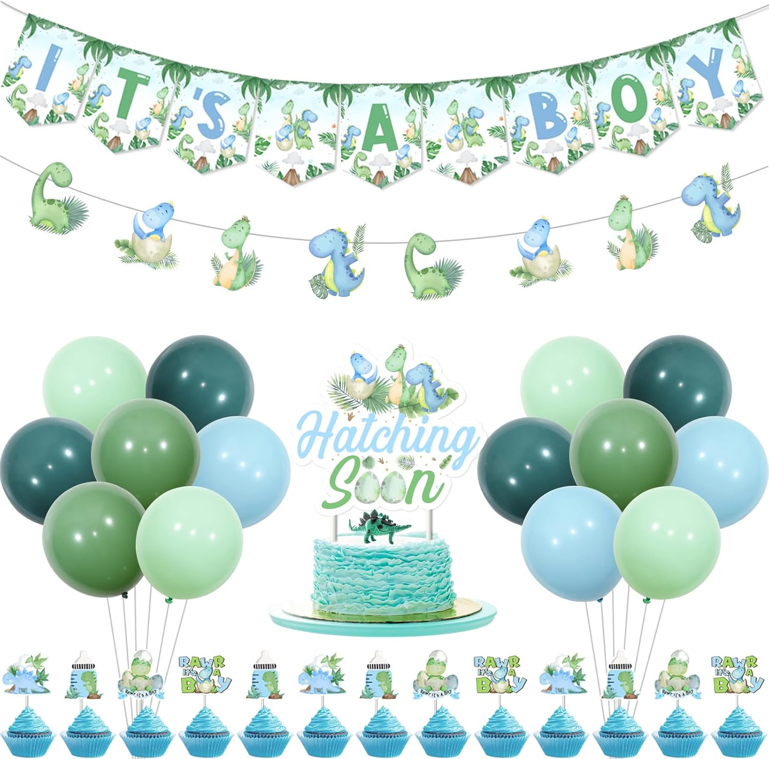 Kreatwow Dinosaur Baby Shower Decorations For Boy Blue