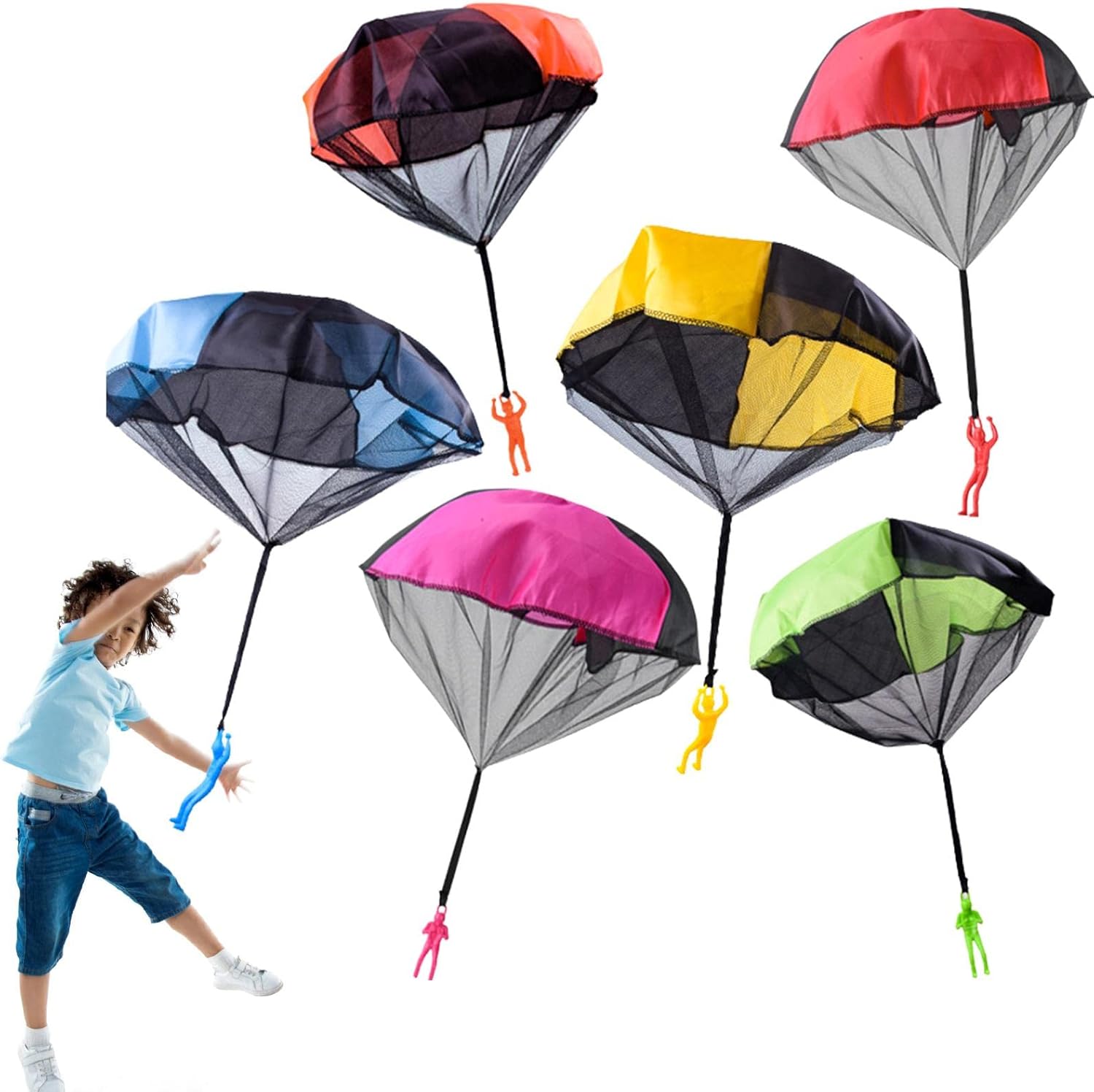 Parachute Toys for Kids, Parachute Toy Set 6 Pack Kid's Flying Toy