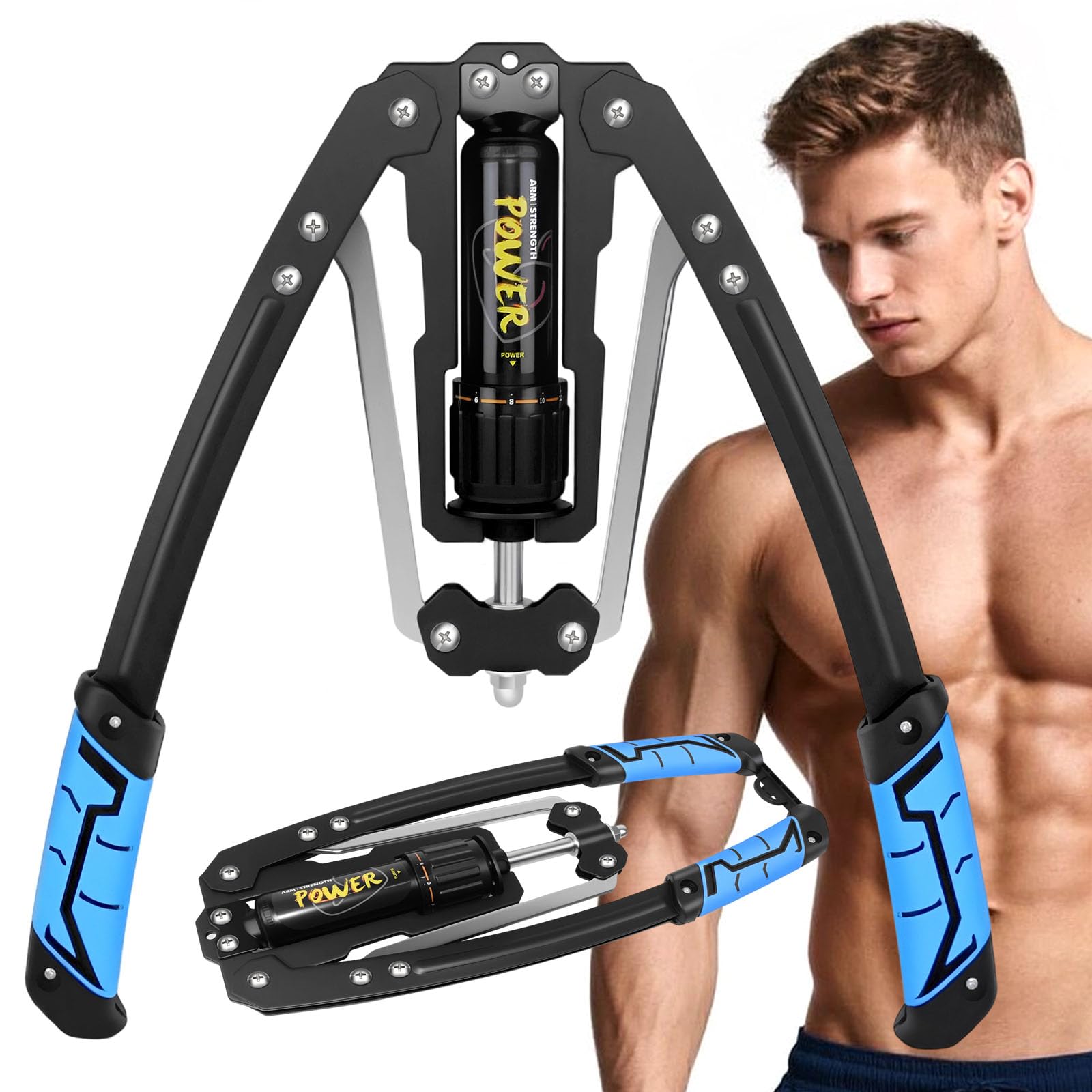 Appareil de musculation hydraulique - Appareil d'entraînement du haut du corps réglable de 10 à 200 kg pour les bras et les avant-bras, biceps et poitrine - Ressort royal, Power Twister, Expander