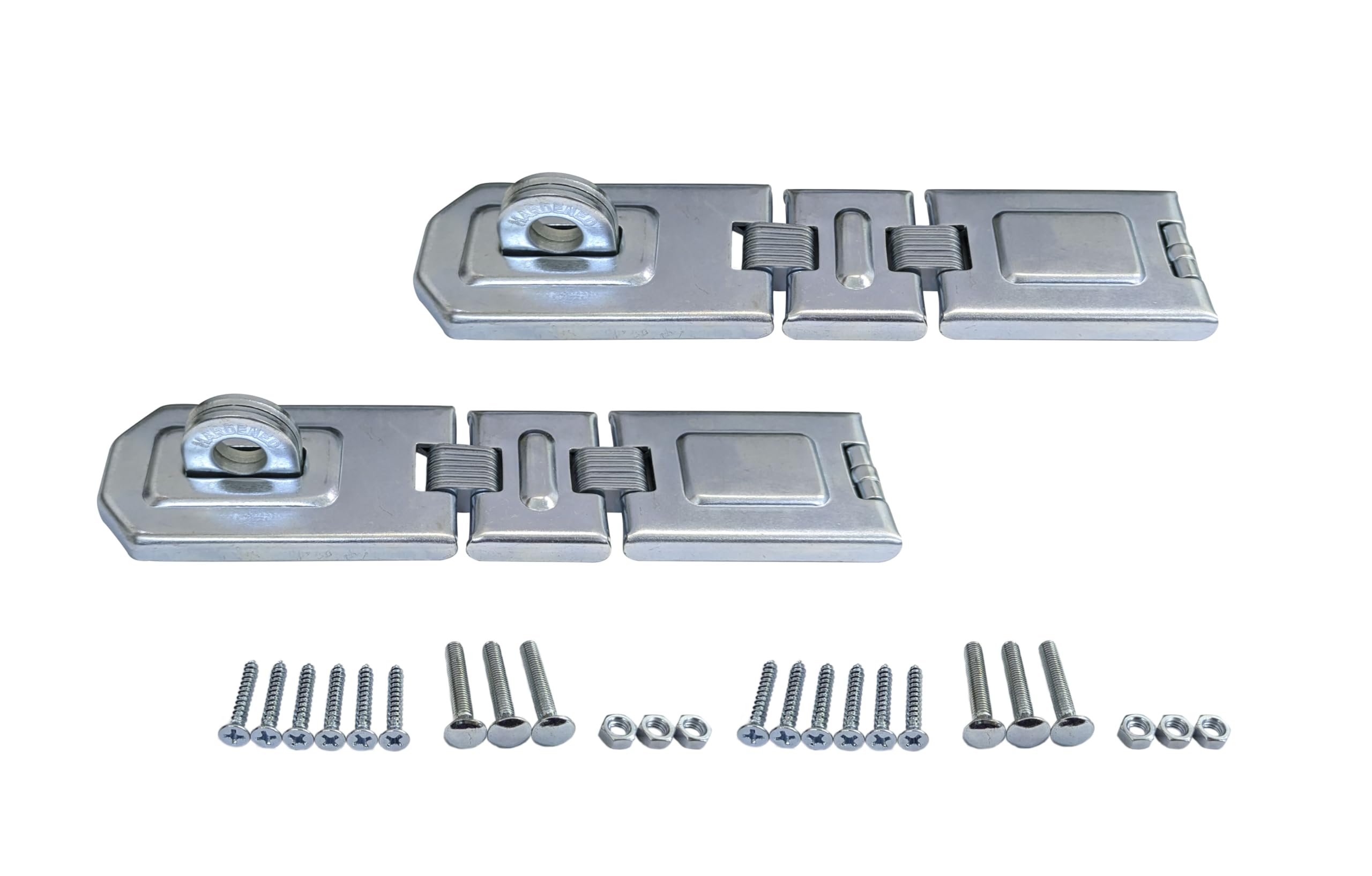 QCAA Extra Heavy Duty Concealed Safety Hasp, Flexible Link, with Hardened Staple, 7-1/2" Double Flexible, Zinc Plated, 2 Pack, Made in Taiwan
