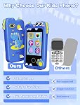 Kikidex Kids Phone for Girls, Toys for Boys Girls Age 3-8 Christmas Birthday Gifts, Touchscreen Kids Toy Cell Phone with Dual Camera, Puzzle Game, Music Player (Blue)