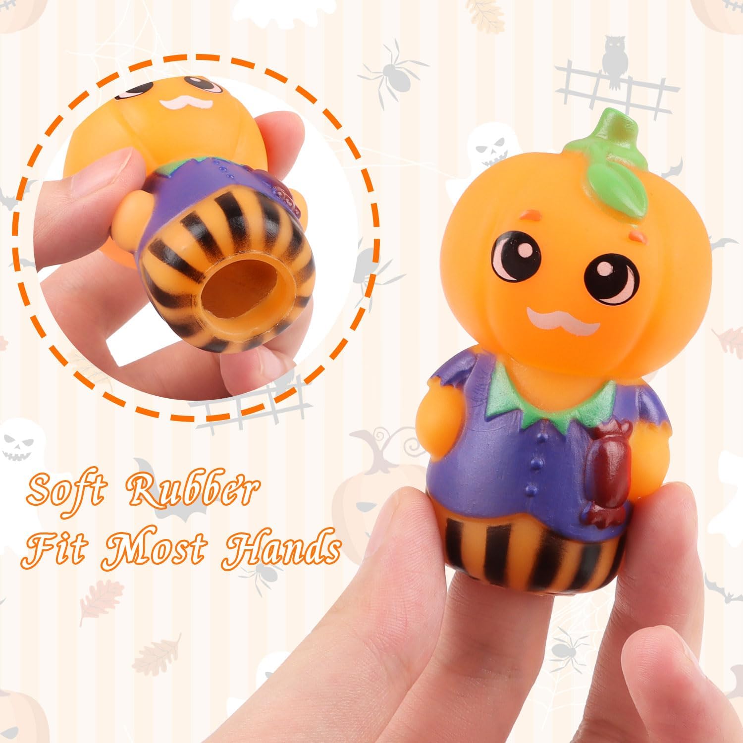 CCINEE 5pcs Halloween Finger Puppets Set for Kids, Tiny Rubber Witch Snowman Puppets Figures Toys Assortment for Toddlers Schools Summer Halloween Party Favors