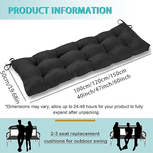 Miniatura 2 de Cojín para columpio de porche, impermeable, para asiento de banco de jardín, cojines de repuesto para banco de interiores y exteriores, cojines para
