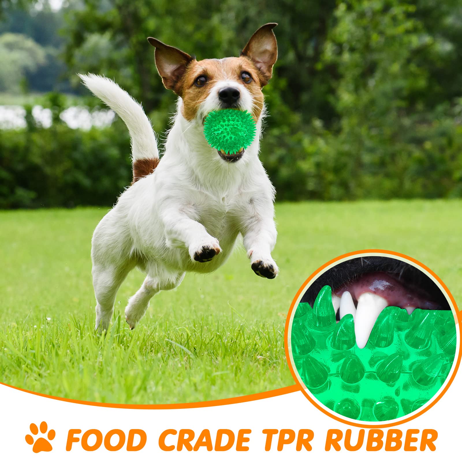 Lot de 24 jouets couineurs pour chien de 6,4 cm - Balles à mâcher en TPR pour chiens de petite et moyenne taille - Mâcheurs agressifs - Pour nettoyer les dents et l'entraînement - Bleu, vert et orange
