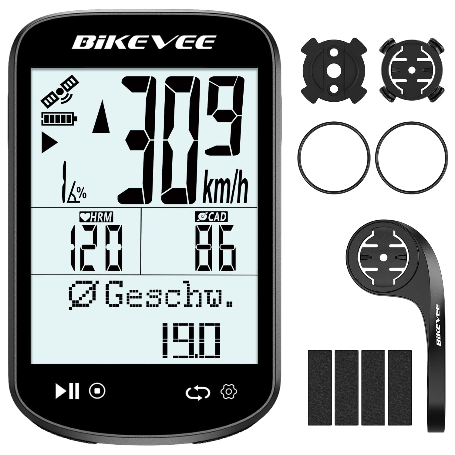 GPS Fahrradcomputer Kabellos ANT+ Bluetooth 50H Akku |6'' Glasdisplay