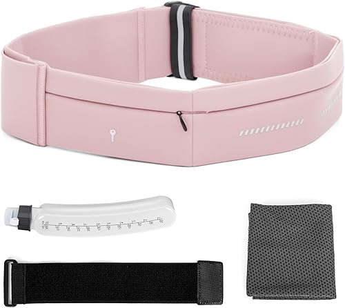 Lsnisni Cinturón delgado para correr para hombres y mujeres, riñonera para correr con botella de agua y toalla, cangurera con múltiples bolsillos,