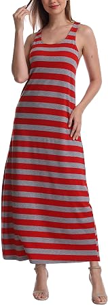 SUMONA Women Long Tank Tops Ankle Length Maxi Dress Bodycon Sleeveless Racerback
