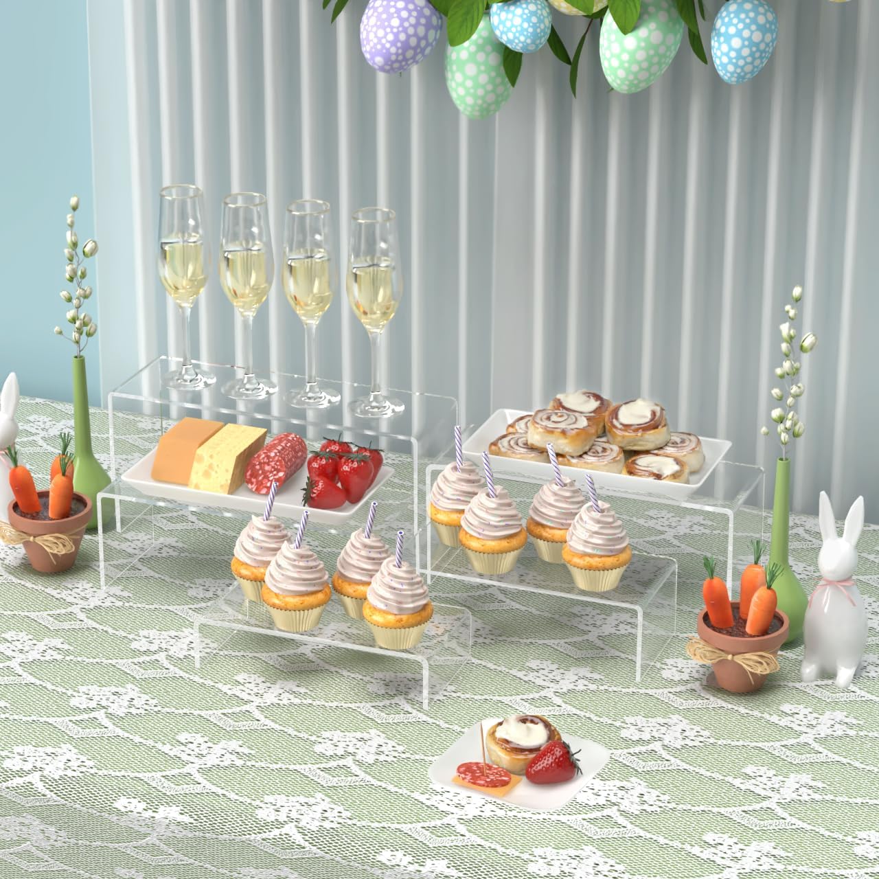 Marketing Holders Acrylic Rectangular Riser 2" Thru 6" High Retail Showcase Display Pedestals for Collectibles Nail Polishes and Samples Clear Lucite Counter Multi Level Platforms