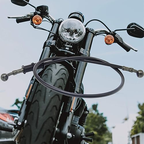 Miniatura 4 de Línea de freno de motocicleta, manguera de freno de acero inoxidable, embrague de freno de acero trenzado para motocicleta, paquete de 1, línea de