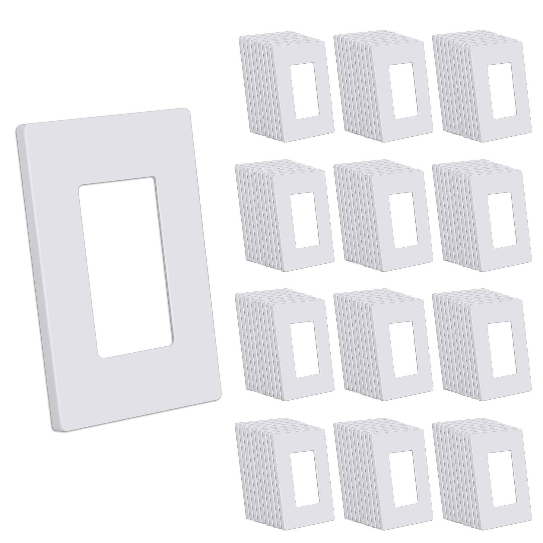 CML, piastre da parete senza viti, confezione da 120 coperture decorative per interruttori della luce, 1 banda decorativa, dimensioni standard 7,4 x 11,9 cm, resistenti agli urti, bianche