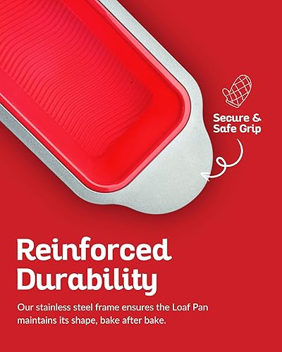 Miniatura 4 de Molde de pan antiadherente de silicona por Boxiki Kitchen 85 pulgadas aprobado por la FDA con marco  mangos de acero