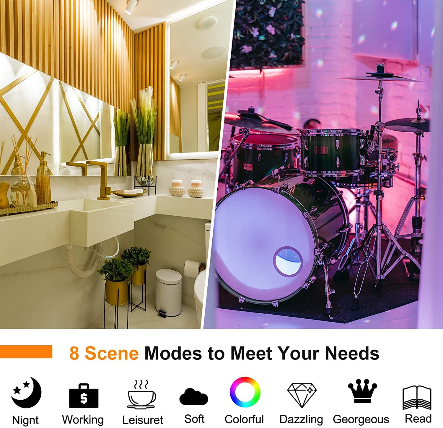 Lampadine LED Alexa Intelligente WiFi GU10 5W, Lampadina Dimmerabile Multicolore, Controllo App Compatibile con Alexa/Google Home, RGB&2700K-6500K Bianco Freddo Caldo, Nessun Hub Richiesto,4PCS