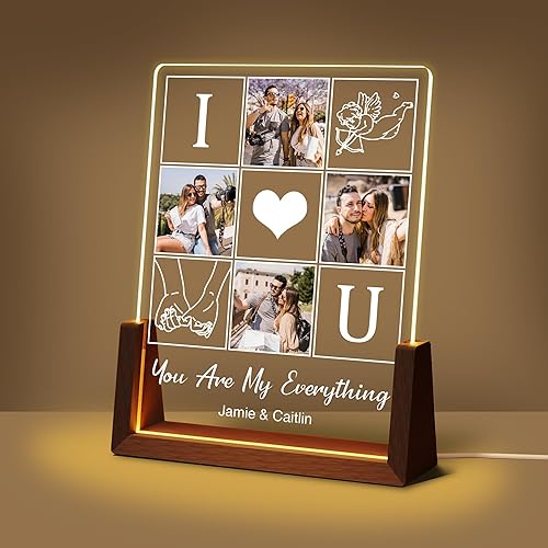 Regalos personalizados de cumpleaños para el día de San Valentín para novio, novia, él, ella, marco de fotos personalizado con nombre de foto,