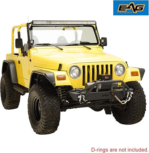 Miniatura 8 de EAG Parachoques delantero y trasero Combo negro texturizado Offroad apto para Wrangler TJ YJ 87-06