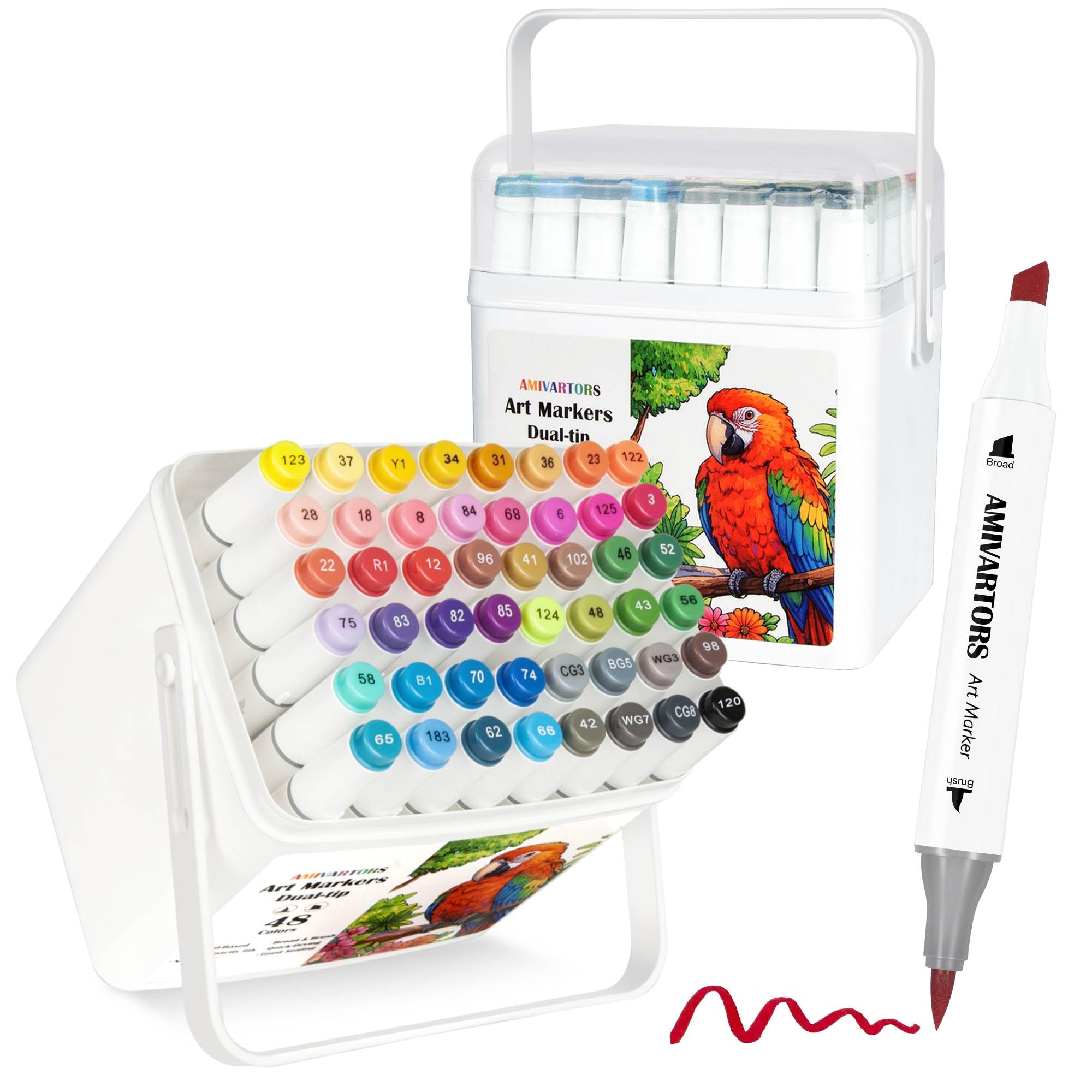 Amazon.com: AMIVARTORS Alcohol Markers Brush Tip, 48 Colors Dual